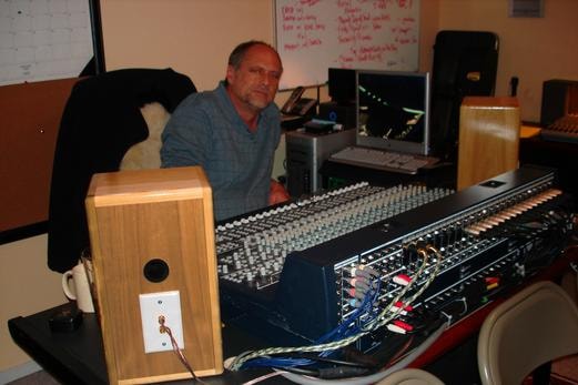Bruce Brown at the KILN Radio 99.1 recording studio mixing board