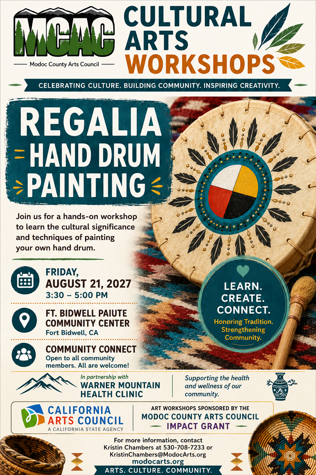 Cultural Arts — Hand Drum Painting workshop flyer